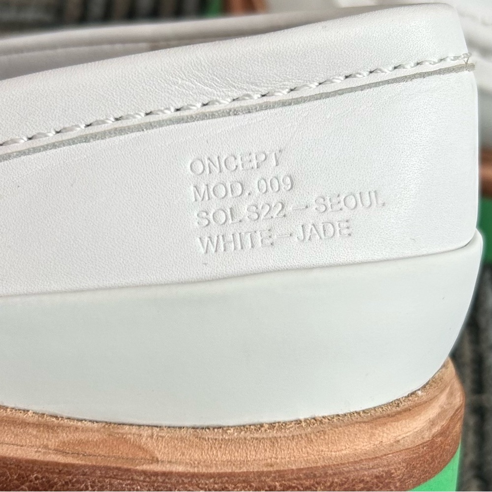 Oncept Seoul MOD 009 Off White Leather Jade Green Sole Platform Loafers, size 7 - Picture 5 of 12